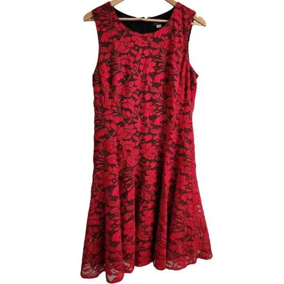 Tommy Hilfiger Red Lace Drop Waist A-Line Dress Size 14 NWOT - Picture 10 of 11